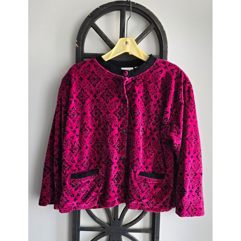 Jessica Stevens Vintage Women's Pink/Black  Button Front Pocket Jacket Size M